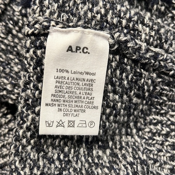 A.P.C. Rue Madame Paris Black & White Wool Cardigan Sz-S - Picture 7 of 7